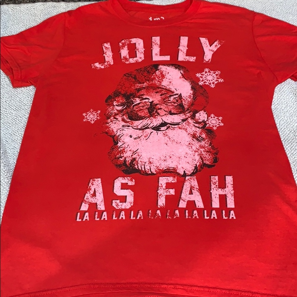 Isaac Morris men’s Red Santa Claus  Christmas holiday t-shirt size small
